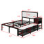 Lit plateforme double en métal avec tablettes de rangement à deux niveaux, armoire de rangement en bois, structure en métal durable avec surface de revêtement douce-2084645925