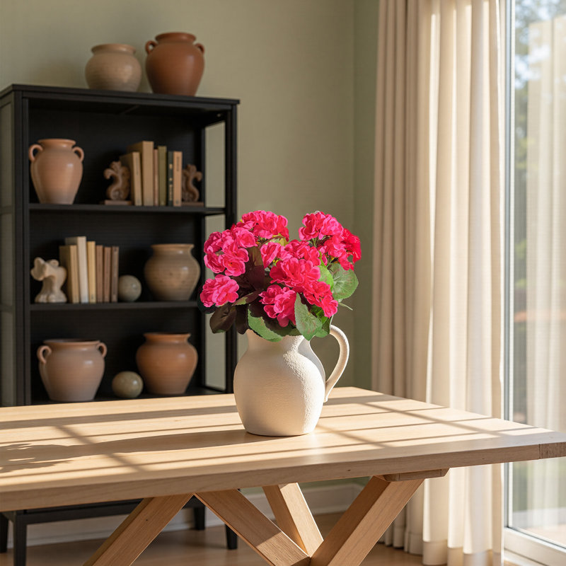 Géranium artificiel en arbuste intérieur/extérieur (paquet de 3), Rouge rosé