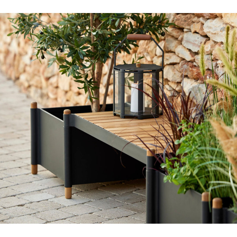 Sticks Outdoor Teak Bench, Lava Gray