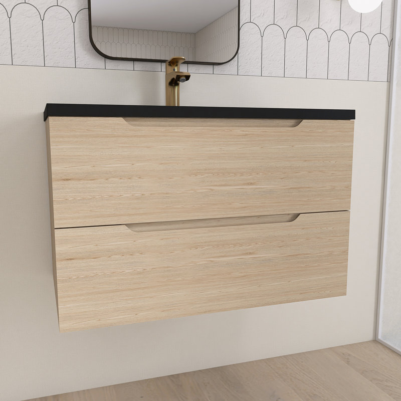32" Wall-Mounted Single Bathroom Vanity With Integrated Quartz Top