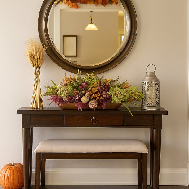 Fall Centerpiece with Hydrangeas and Roses
