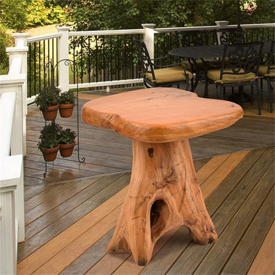 Petite table d'appoint, tabouret en bois à conception unique, support pour plante naturelle pour jardin, cour, salon, chambre à coucher