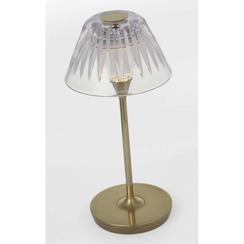 Waterford Blaze Rechargeable Table Lamp with Clear Crystal, Gold, 11.5" H x 5.75" W x 5.75" D