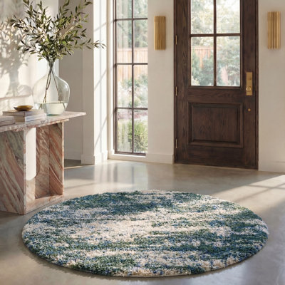 Tapis abstrait vert / beige Difiore