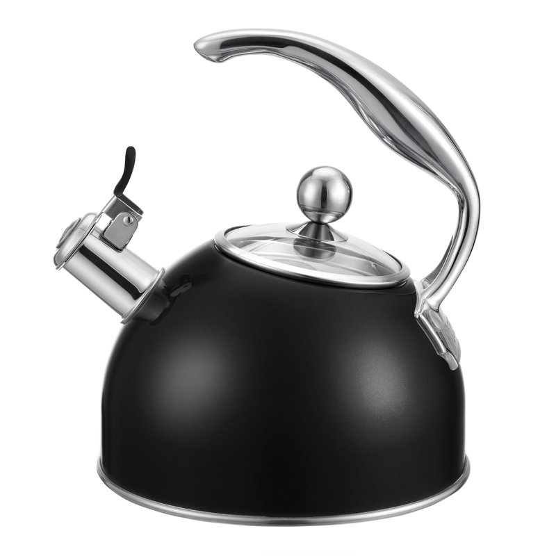 Viking 2,6 pte  Bouilloire à sifflet en acier inoxydable avec base à 3 plis, noir mat