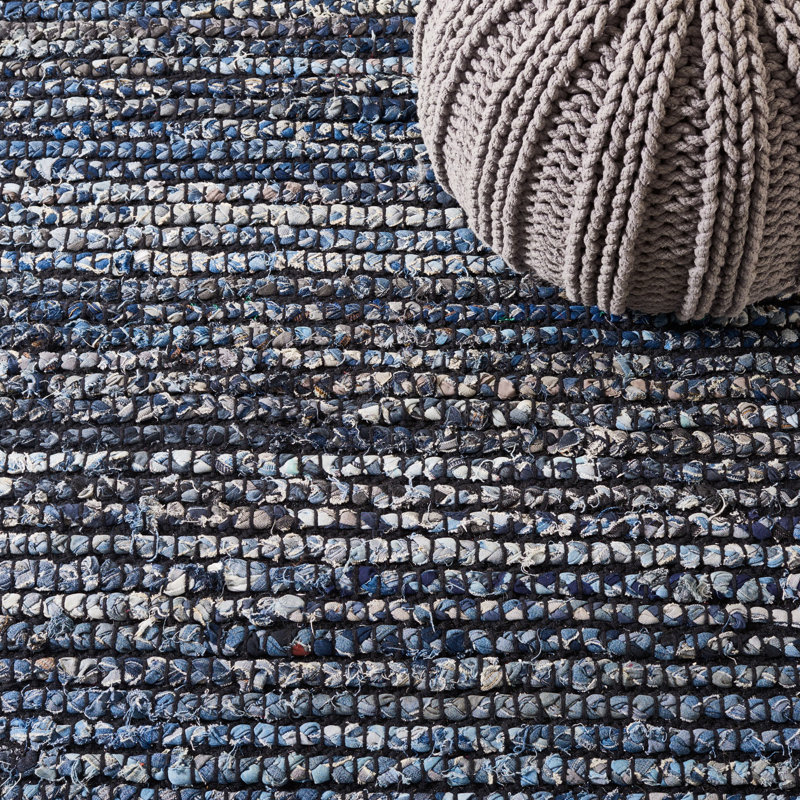 Samant Hand Woven 0.9 Cotton 0.1 Jute Striped Rug, Rectangle 5' x 8'
