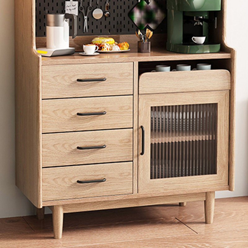 Garde-manger de style nordique en pin massif avec rail d'alimentation, Naturel