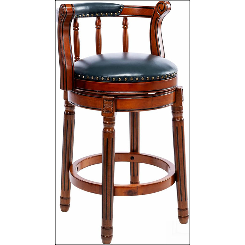Hauteur de l'assise: tabourets de bar pivotants en bois et en cuir de 26 po, chaise pivotante à 360 degrés, Noir