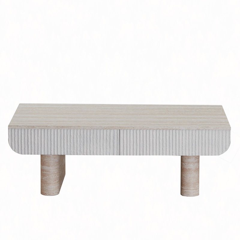 Modern Coffee Table With 2 Fluted Drawers