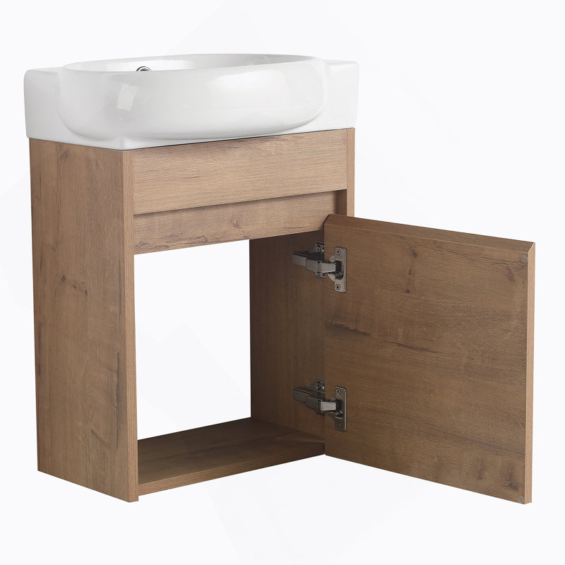 Meuble-lavabo autoportant à fermeture en douceur avec lavabo