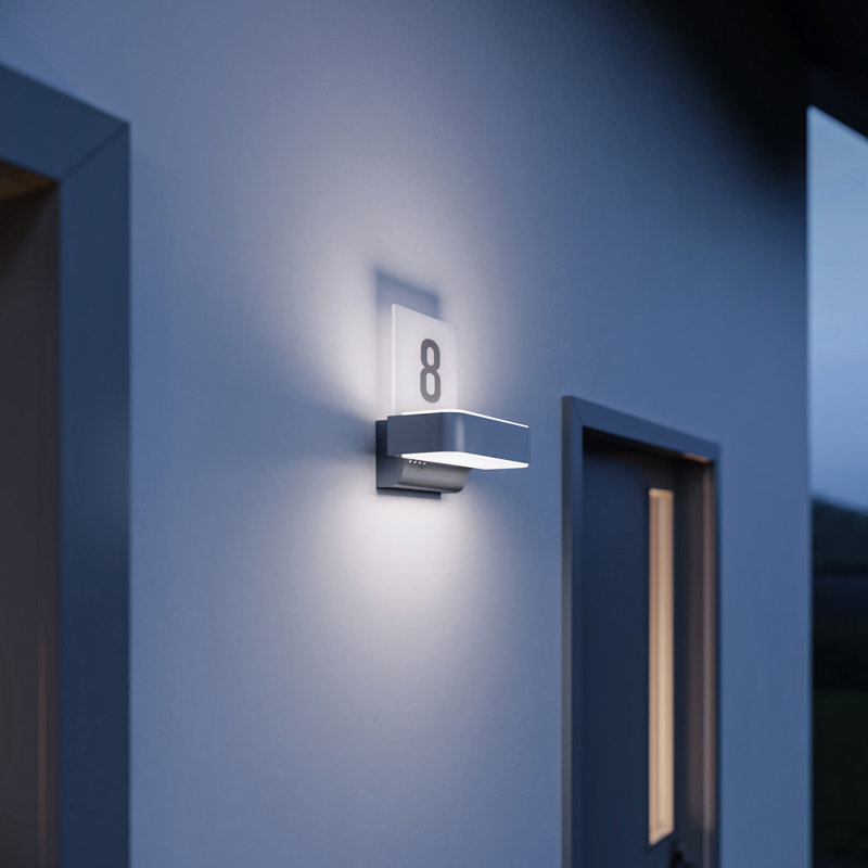 L 800 Integrated LED Outdoor Sconce with Dusk to Dawn, 26.1cm H x 23cm W x 14.6cm D, Silver, 9.8W