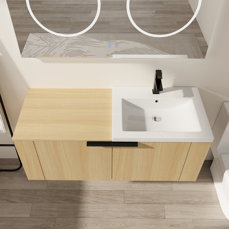 Meuble-lavabo 48 po en contreplaqué avec lavabo de qualité supérieure, Chêne