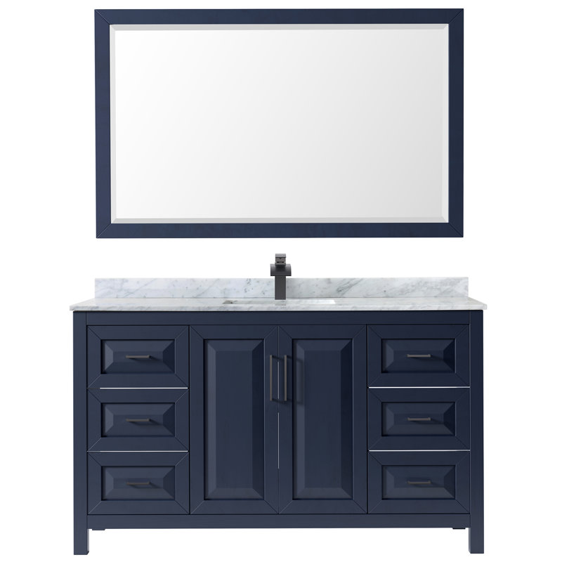 Daria 60'' W Single Vanity, Dark Gray, Polished Chrome, White Carrara Marble