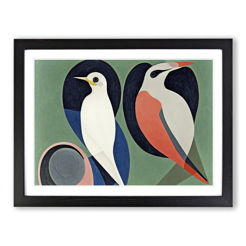 Two Abstract Birds - Framed Print, Black Framed, 25cm H x 34cm W x 2cm D