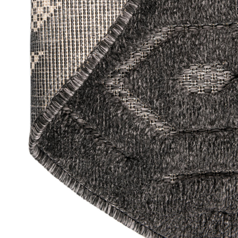 Tapis intérieur / extérieur gris anthracite Grindstaff, Rond 5 pi 3 po
