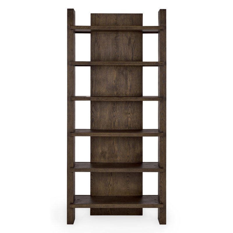 Doku Solid Wood Bookcase, Coffee Brown