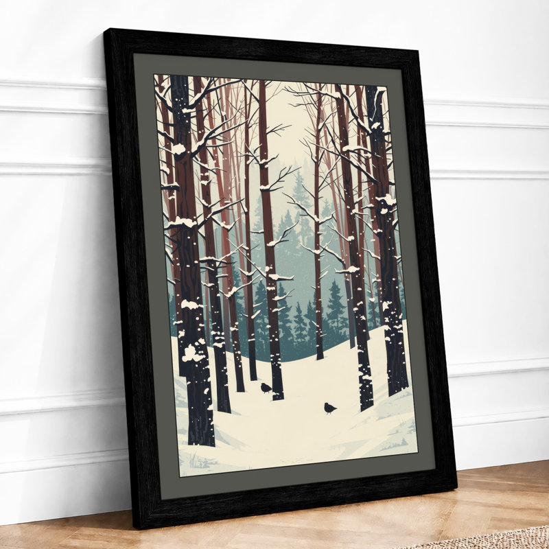 Quiet Northern Forest Scandinavian - Print, A2 - 59.4 x 42.0 cm, Black