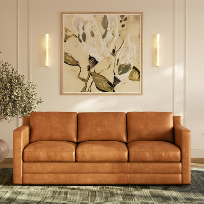 Sorrento 78'' Full-Grain Genuine Leather Pull-Out Sleeper Sofa