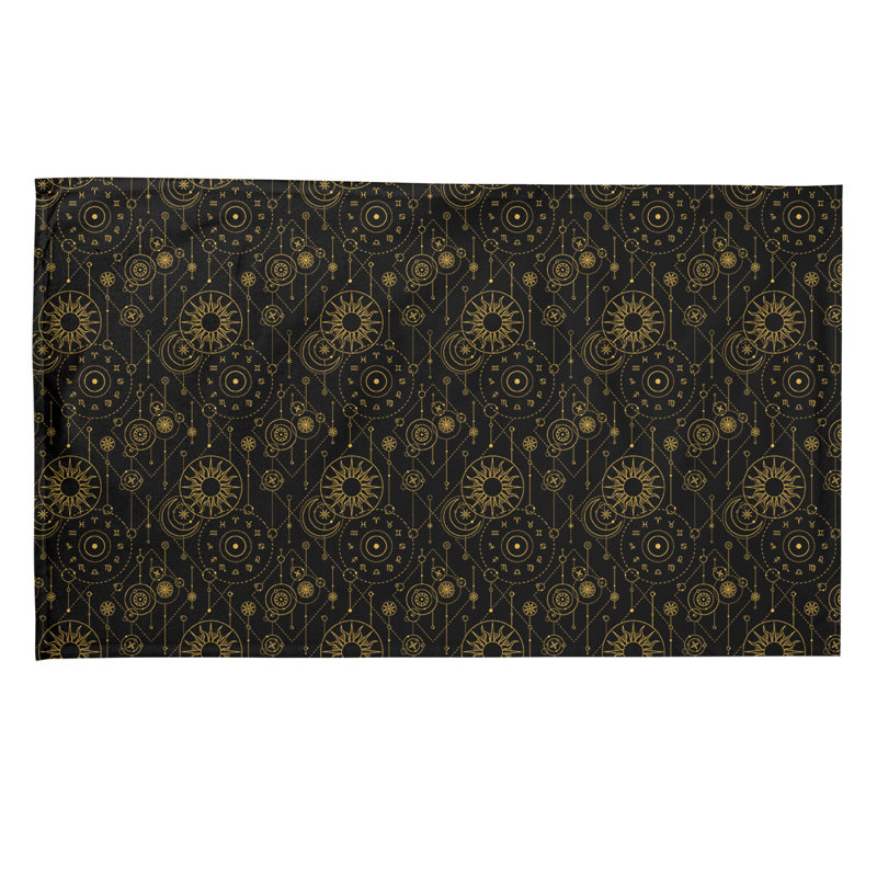 Tea Towel Kitchen Towel, Poly Twill, Black/Yellow