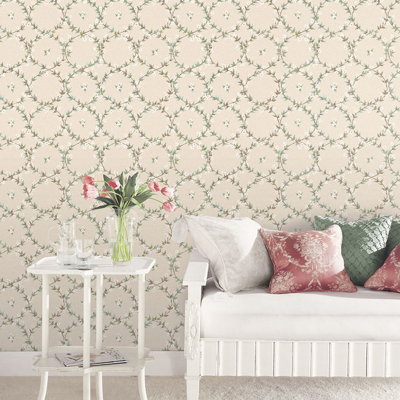 Rouleau de papier peint 33 pi x 20,5 po Dail Laurel, Prune / Beige