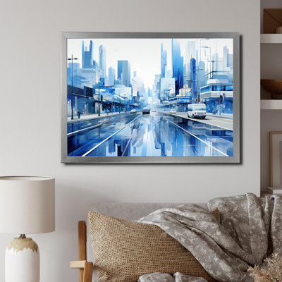 Abstract Future City Road - Cityscapes Canvas Art Print