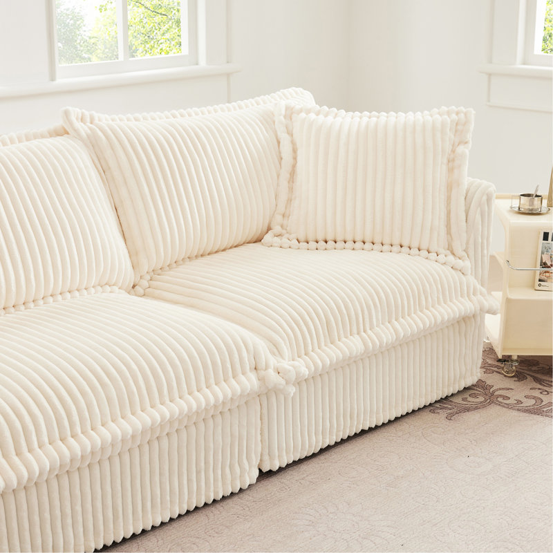 Sofa de coin gauche, avec 1 coussin, couleur crème