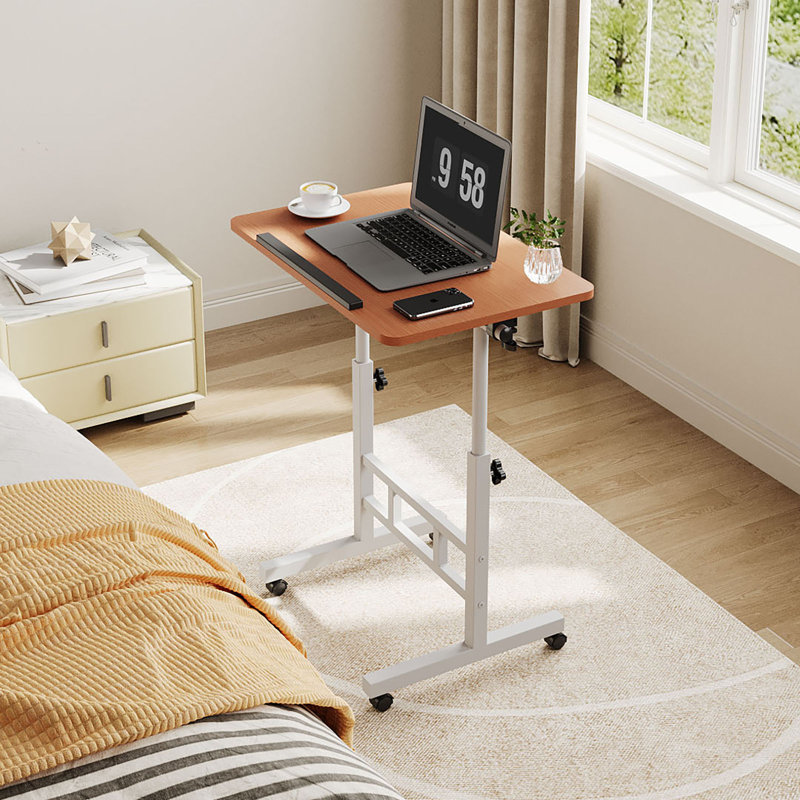 Adjustable Metal Base Computer Desk, Walnut