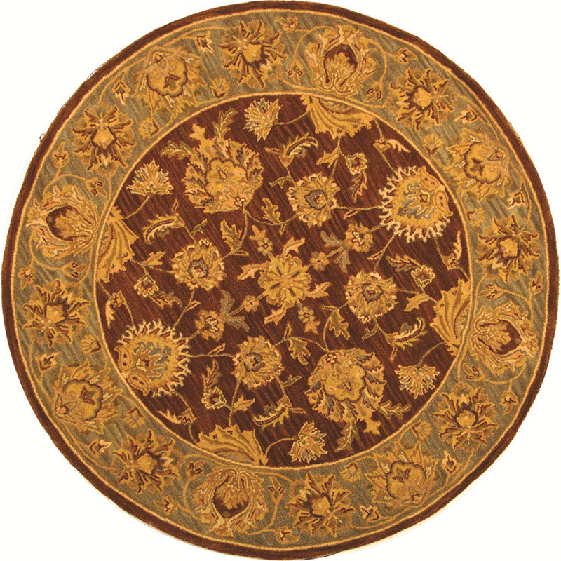 Tapis doré / brun en laine touffeté à la main Cranmore, Rond 8 pi