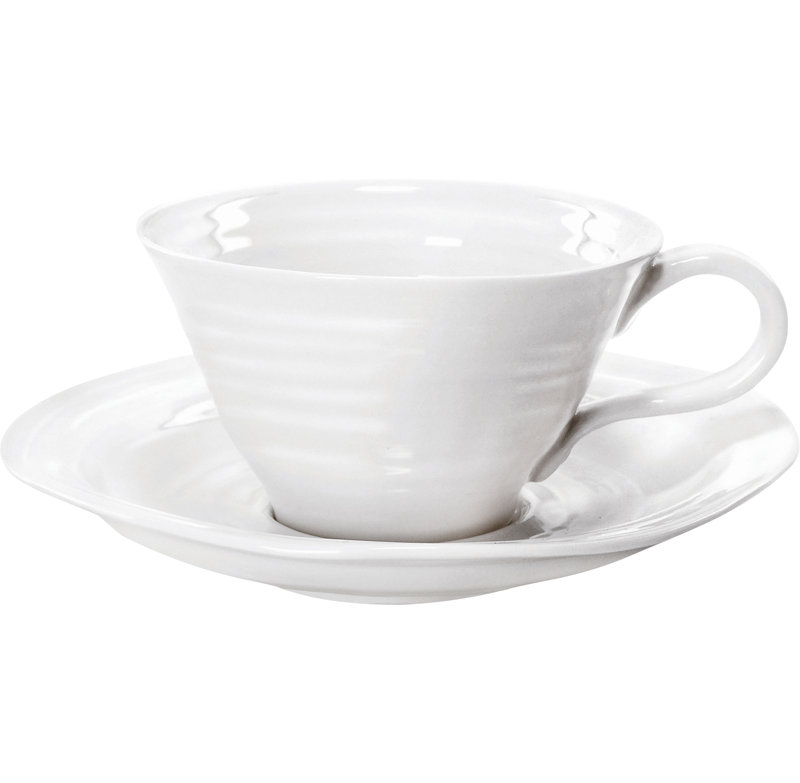 Portmeirion Sophie Conran White tasse à thé / soucoupe blanche 8 oz