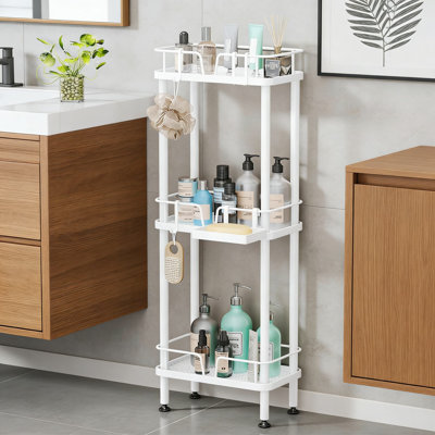 Serviteur de douche d'angle à 3 niveaux avec porte-savon et 4 crochets - Organisateur de salle de bain en acier inoxydable antirouille