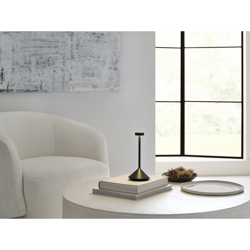 Moneta Short Accent Rechargeable Table Lamp, Black