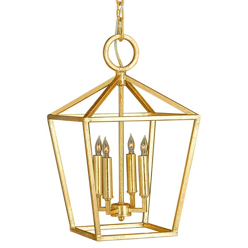 Vegas 4 - Light Lantern Geometric Pendant, Gold Leaf