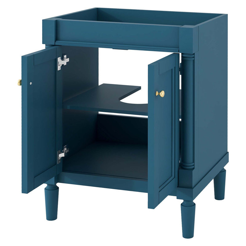 Base de meuble-lavabo moderne à 2 niveaux avec de grandes tablettes de rangement (PAS D'ÉVIER DE BASSIN), Bleu