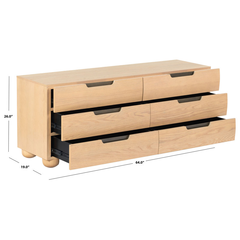 Beethoven Wood 6 Drawer Dresser, Natural