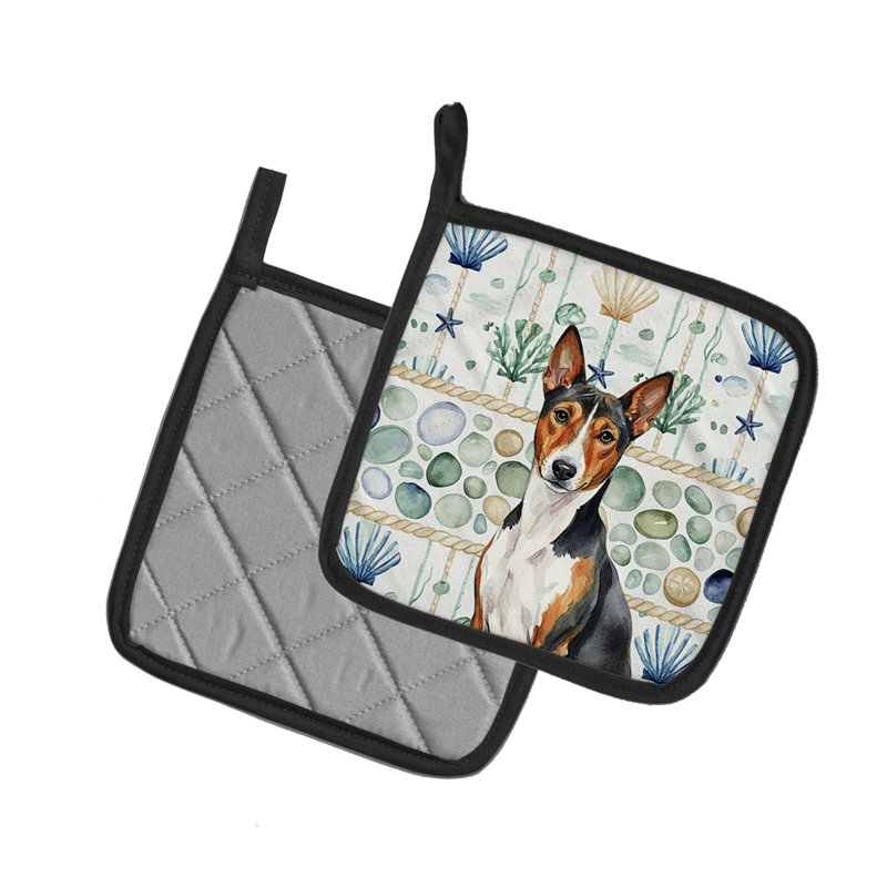 Paire de poignées tricolores et blanches Basenji