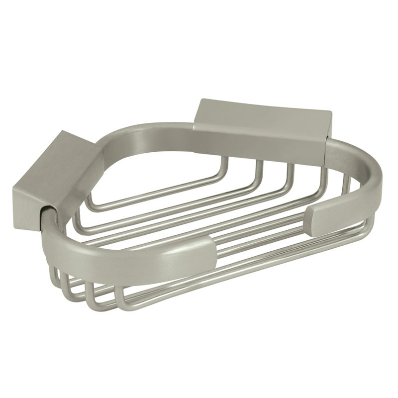 DB6A832A113941E89E8F6D71A6177537 6" Length X 5" Width Triangular Corner Wire Shower Basket Polished Chrome, Polished Chrome