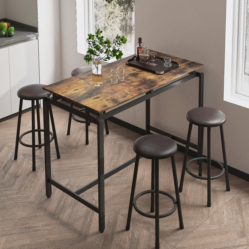 Ensemble de table de cuisine 5 pièces à hauteur de comptoir, table de bar avec 4 tabourets