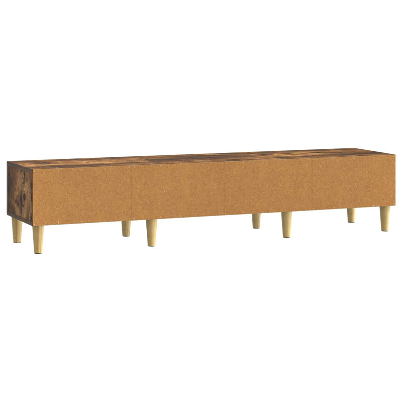 Unfinished TV Stand for TVs up to 65" with Fireplace Included, Smoked Oak