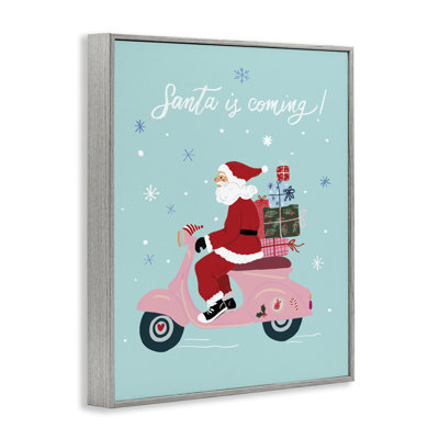 Père Noël sur scooter, art de la giclée encadrée par Be Ni La