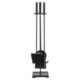 Modern Ember Harper Fireplace Tool Set - Includes Brush, Shovel, Fire Poker and Stand - Steel
