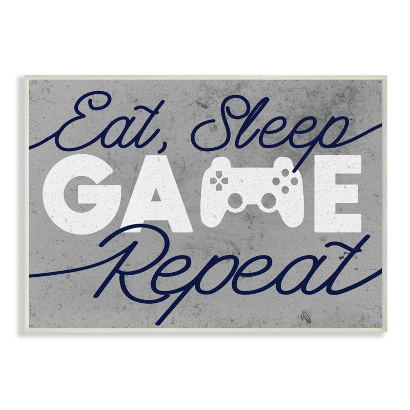 "Eat Sleep Game Répétition" par Daphne Polselli, reproduction de jeu vidéo encadrée, H 10 po x l 15 po x P 0,5 po