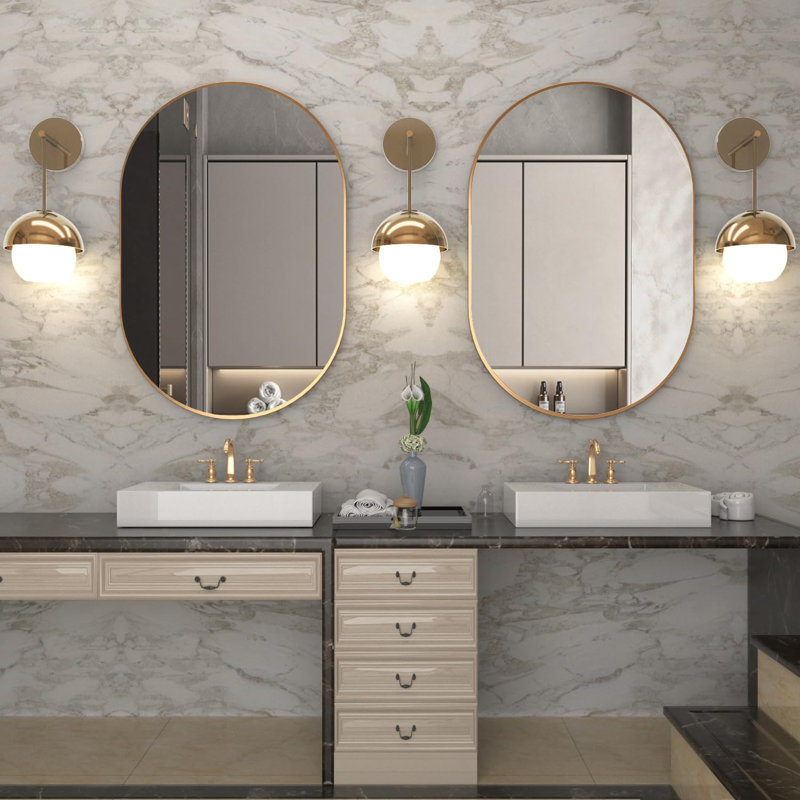 Rathana Metal Oval Mirror, Gold