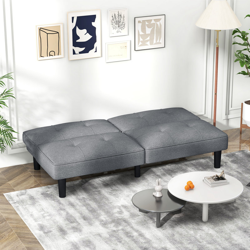 Ebern Designs Convertible Folding Futon Sofa Bed With 6-position Adjustable Backrest Cushion