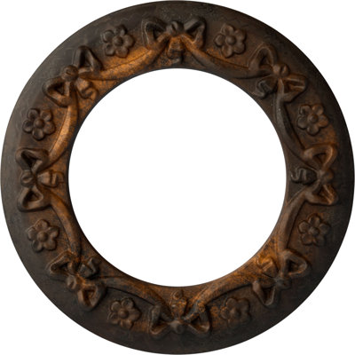Endurathane Ribbon with Bow Ceiling Medallion, 12 1/4"OD x 7 1/2"ID x 7/8"P (Fits Canopies up to 7 1/2"), Hand-Painted Rust Finish