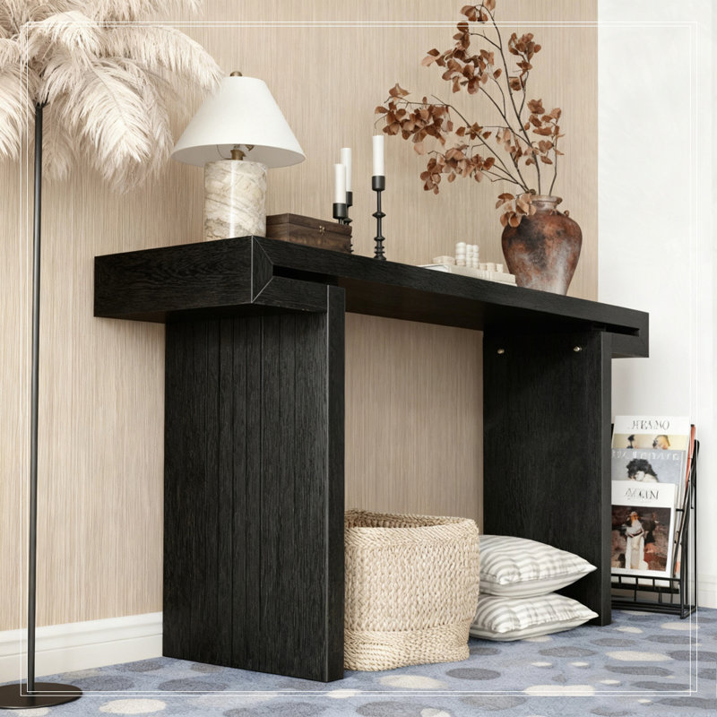 60inches Rustic Farmhouse Console Table, Black