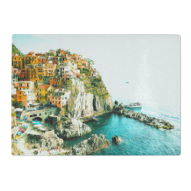 Tempered Glass Manarola in Italy Chopping Board, 28.5 cm x 39 cm