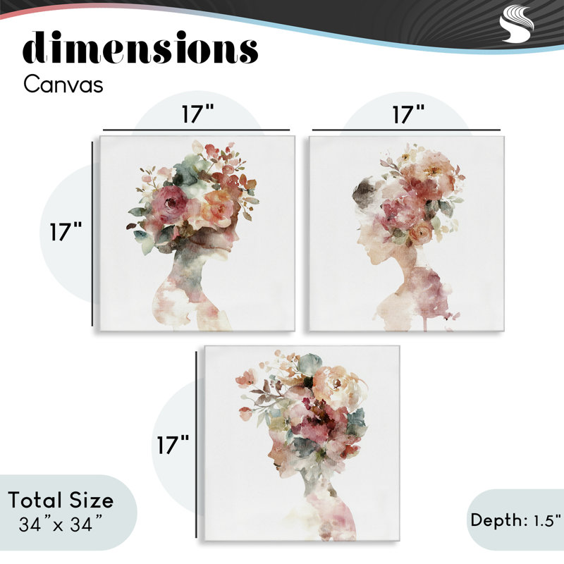 Ensemble de 3 toiles florales Dreamscape Portraits, design par Svetlana Aleynikova