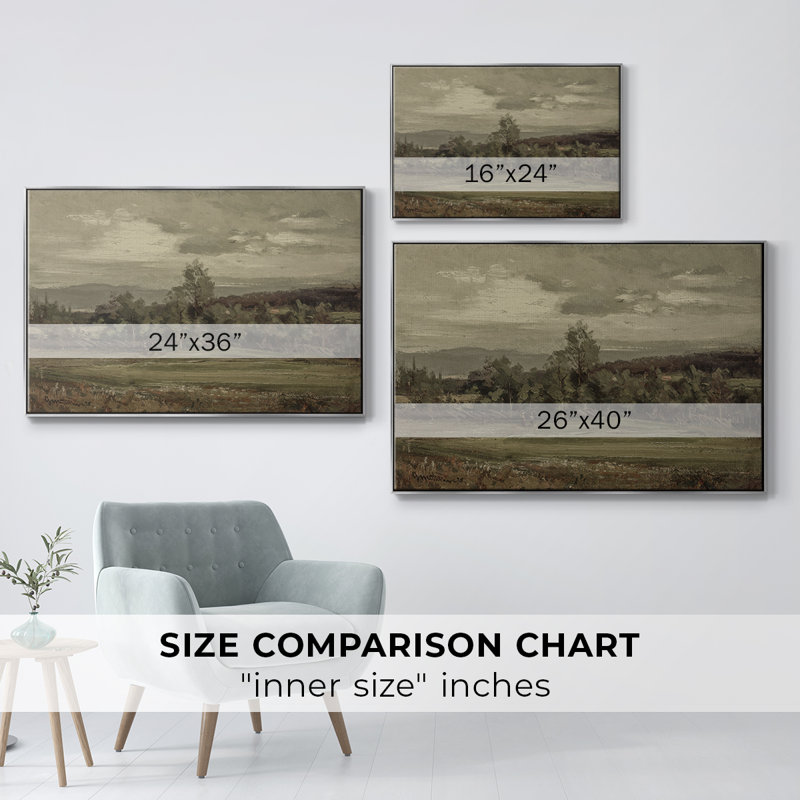 Paysage rétro - DCXCVI, H 27 po x l 41 po x P 2 po, Toile naturelle avec cadre flottant