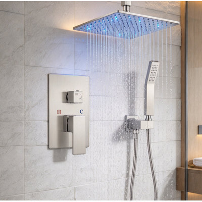 Ensemble de robinet de douche de plafond avec douchette à DEL 10 po