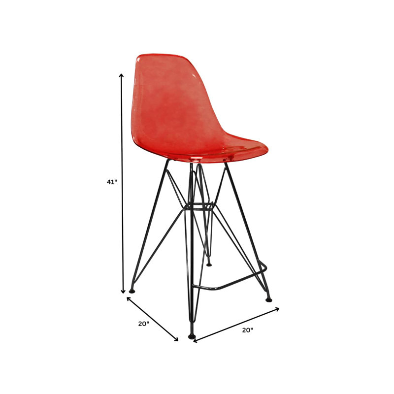 Bagimont Ergonomic Bar Stool with Curved Backrest, Scratch-Resistant Acrylic Seat & Steel Frame – Modern Counter-Height Chair for Kitchen or Dining
